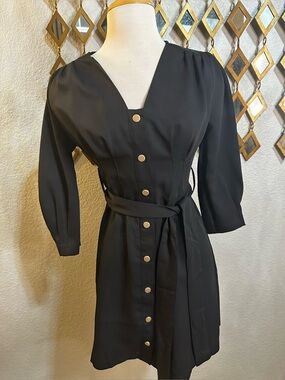 NWT SNAP Front black mini dress from One N More.
